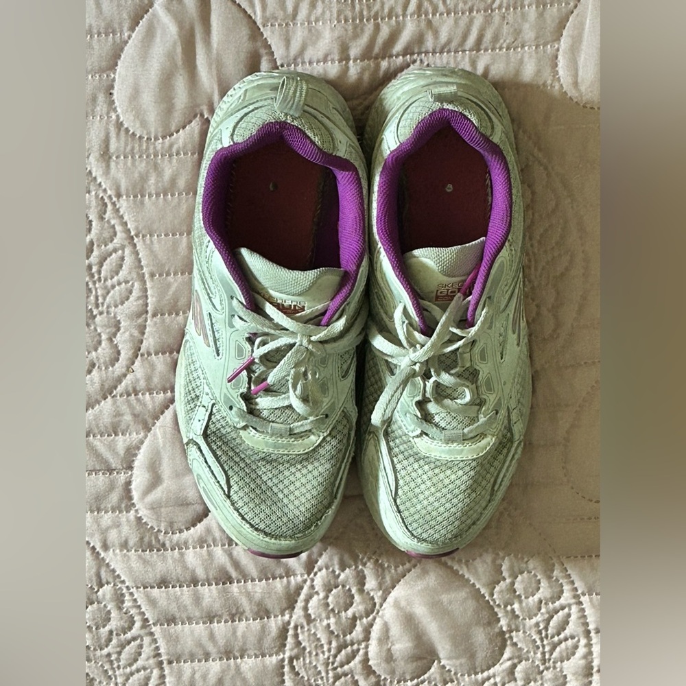 Pink and white shoes and good for outdoor activities